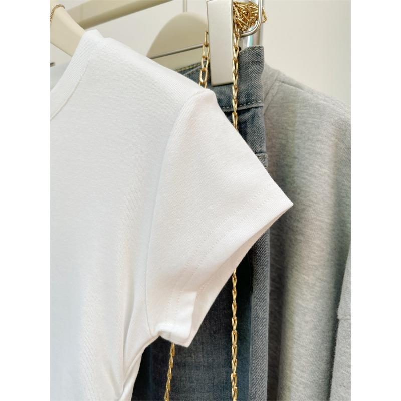 Women's Fashion Casual Summer Spring Solid Color Print Short Sleeve O-Neck Blouses & Shirts