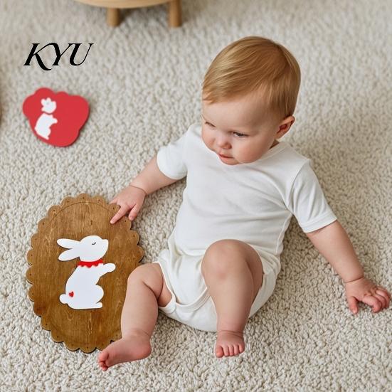 Safe Rounded Corner Wall Decor Rustic Wooden Stickers, Nordic Rabbit Goose Decor, Cute Retro Lace Baseboard Animal Art for Kids Bedroom Nursery