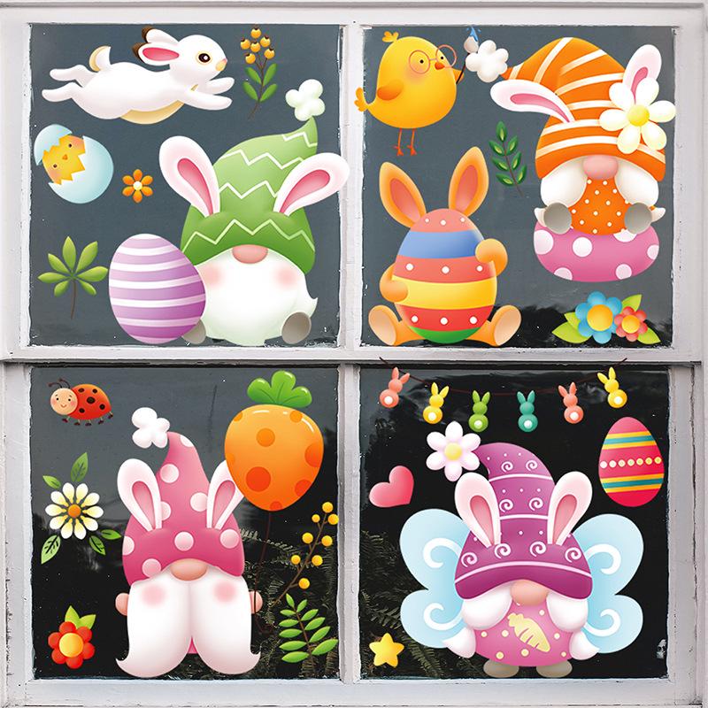 Chuanhao Easter Stickers: Cute Rabbit & Colorful Egg Cartoon Wall Décor