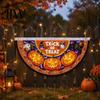 Reusable Holiday Porch Sign Halloween Semi Circle Bunting Banner, Pumpkin Bat Yard Decor, Decorative Fan Shaped Flags Spooky Festive Hanging Flag for