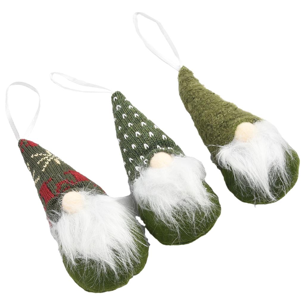 Christmas Tree Hanging Gnome Plush Decorations with Santa Dolls (Set of 3)