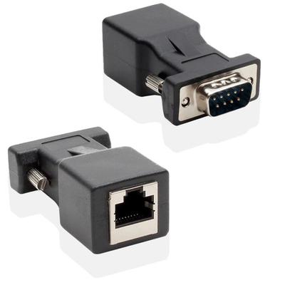 2 st 9-pin seriell port DB9 RS232 hane hona till RJ45 Cat5e/6 Ethernet-adapter