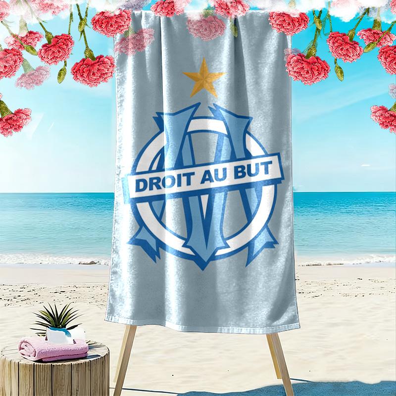 Asciugamano da Spiaggia Stampa Olympique de Marseille, Asciugamano Grande Morbido Asciugatura Rapida per Spiaggia Campeggio Nuoto