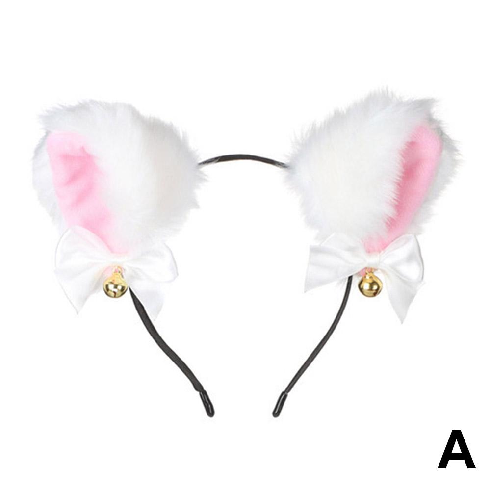 Sexy Cat Ears Headband Lace Bow Choker Plush Bell Hairband Cosplay Masquerade-Party Costume Hair Accessories For Women Girl C5F0