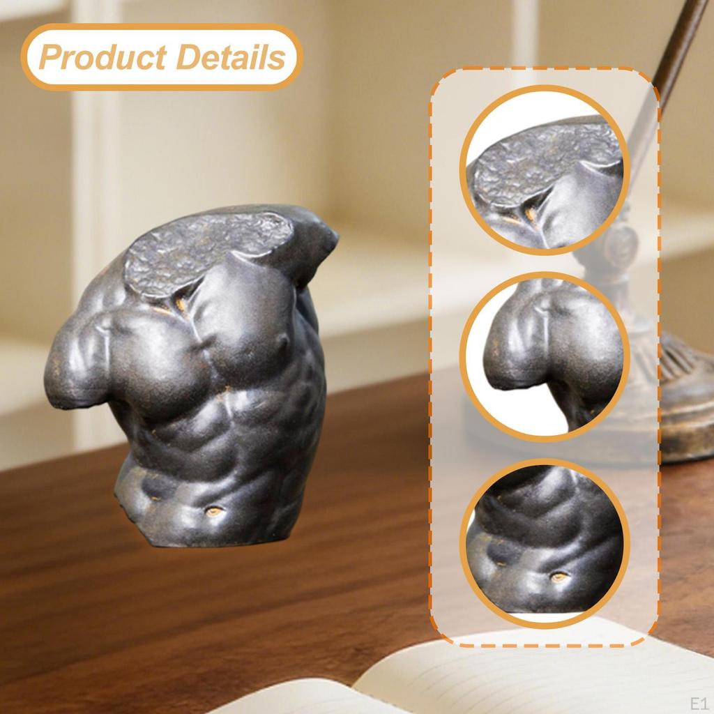 Male Torso Statue Creative Small Sculpture for Bookshelf Living Room Cabinet