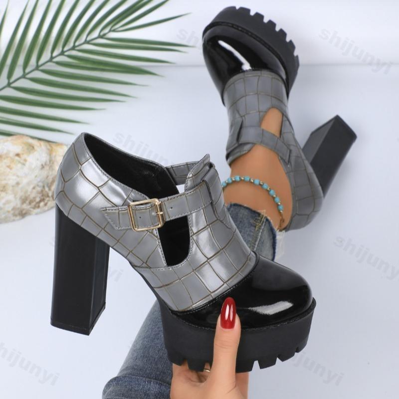 Fashion Elegant Deep Mouth Coarse Heel Casual Single Shoes for Women's 2025 Autumn New Color Blocked Fashion Comfortable Versatile Pumps