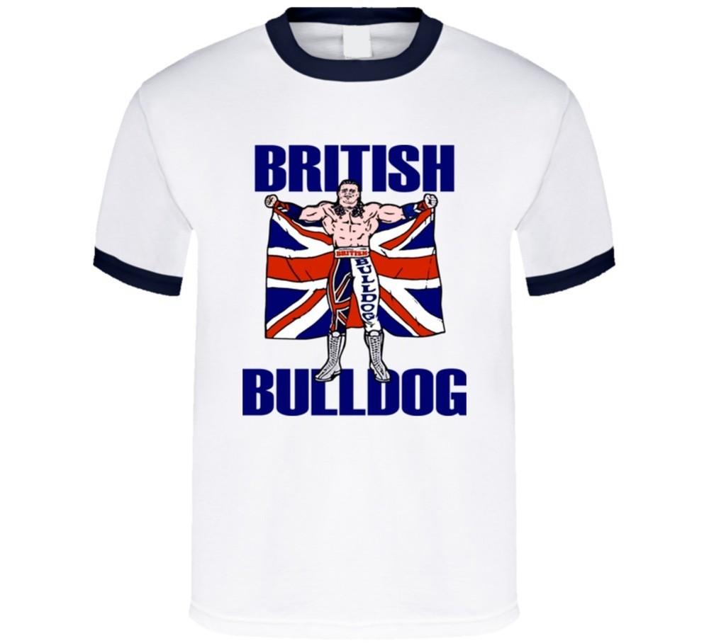 Ретро футболка для рестлинга с британским бульдогом, унисекс S