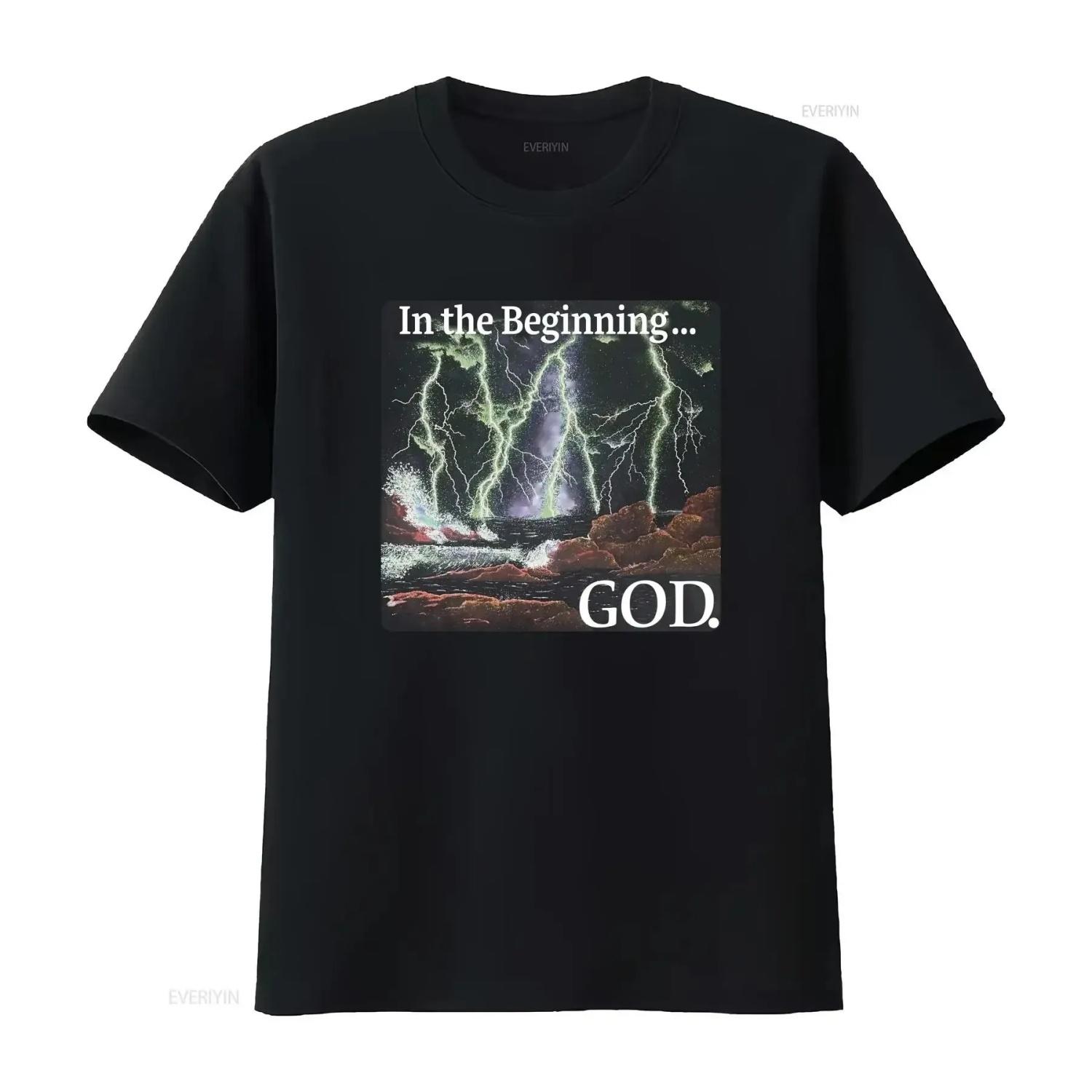 

VINTAGE 1991 CALIFORNIA CASUALS IN THE BEGINNING GOD T SHIRT vintage Washed streetwear Slightly homme fashion Soft Breathable XXXXXL чорний