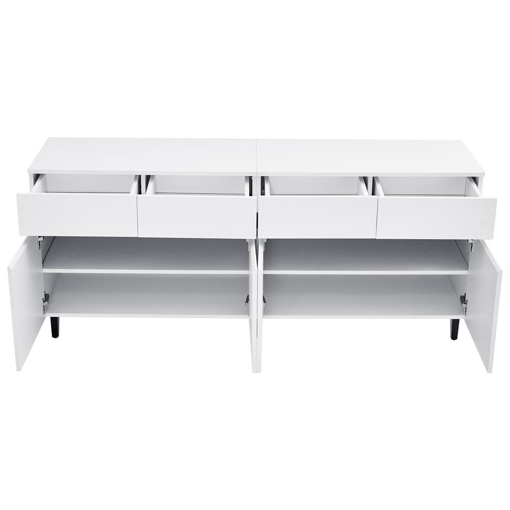 =N625P228826849W Credenza lucida, cassettiere con 4 cassetti, 2 ante e ripiani regolabili in altezza, basi, pensili ad angolo