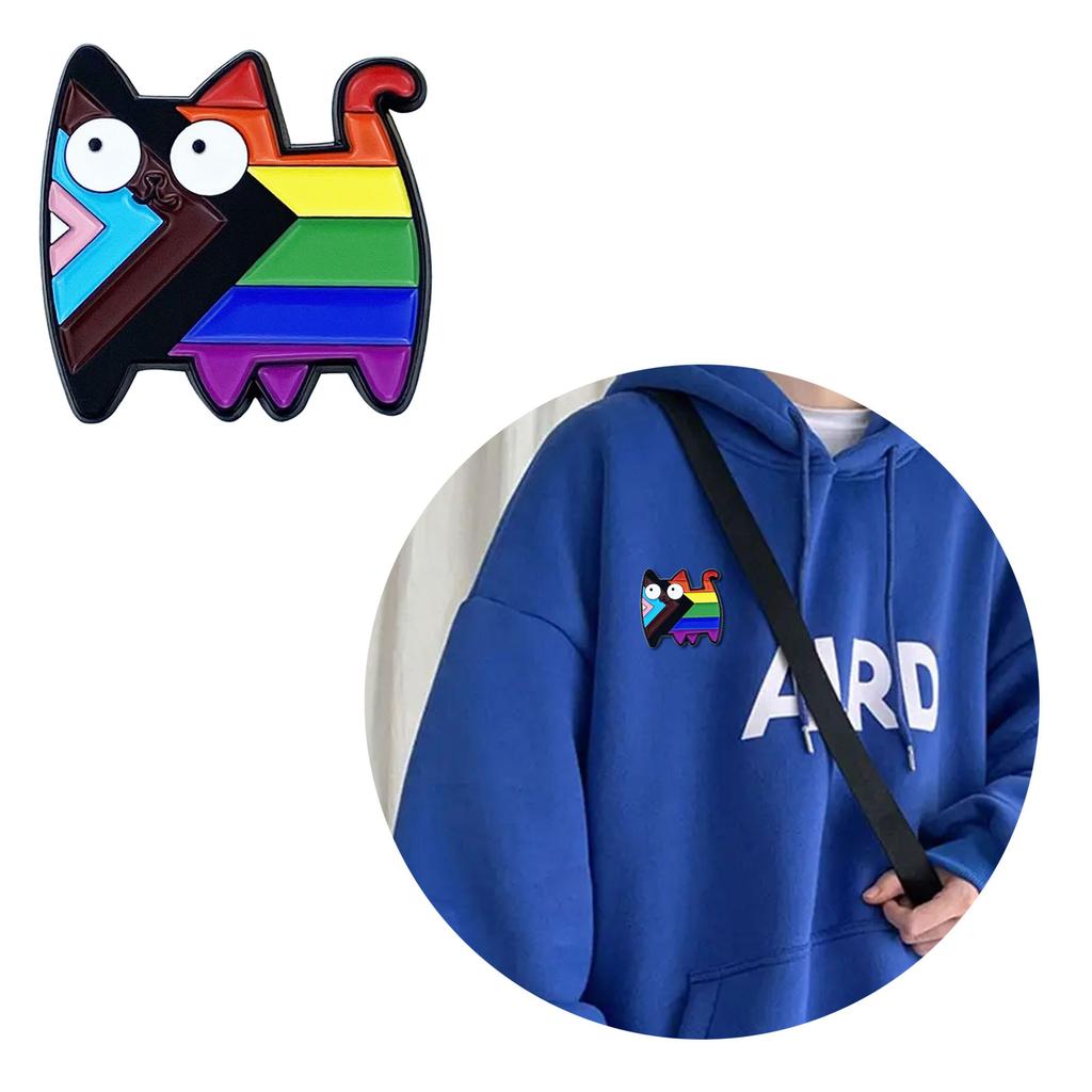 Colorful Rainbow Cats Lapel Pin Stylish Animal Shaped Breastpin Fashionable Enamel Brooch for Jackets and Backpacks