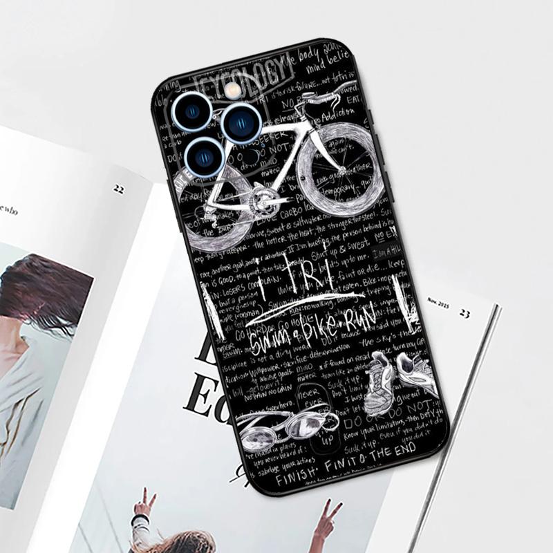 Swim Bike Run Triathlon Case For iPhone 17 Pro Max 14 11 15 16 Pro Max 13 12 mini 16 Plus 16e 17 Air Phone Cover