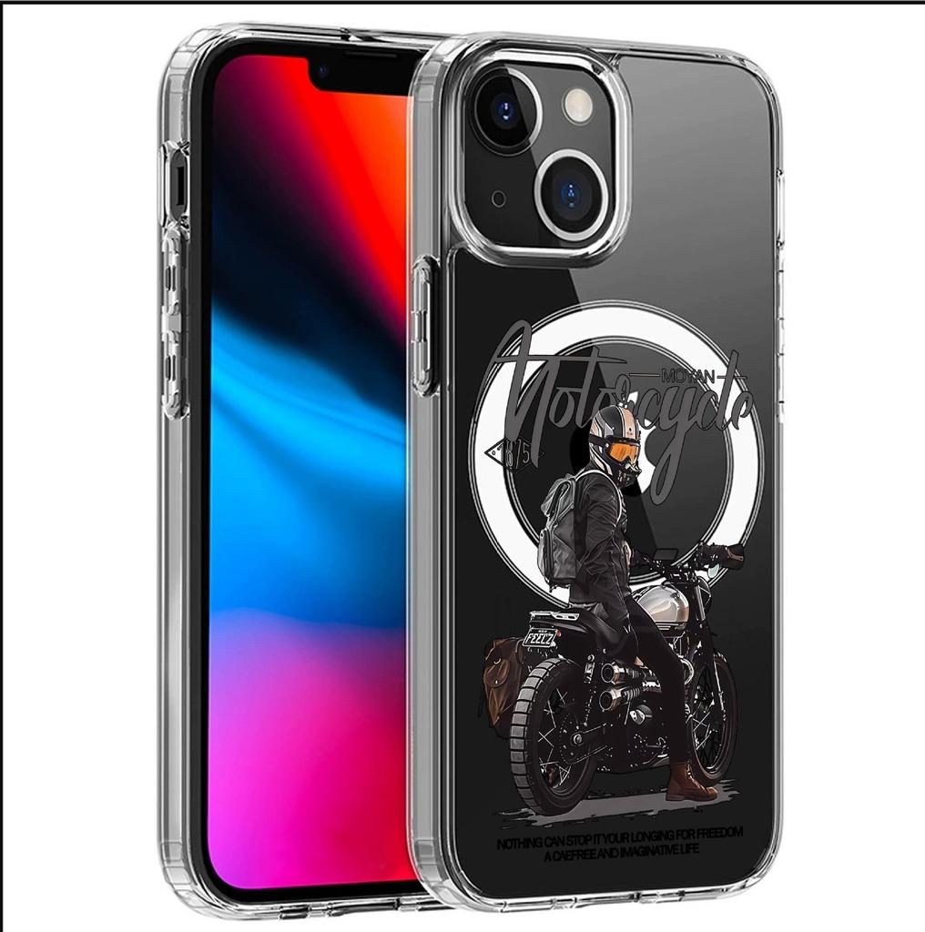 Biking Boy Magnetic Clear Case for iPhone 15/16/17 Pro Max - Full Coverage Protection