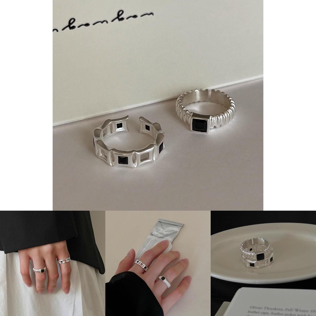 S925 Sterling Silver Square Zirconia Ring With Unique Geometric Design For Women