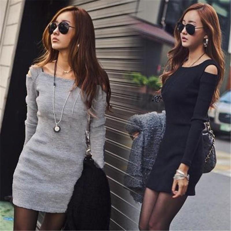 Premium Quality Femme Manches Longues Moulant Mini Robe Tricot For Autumn Winter Events