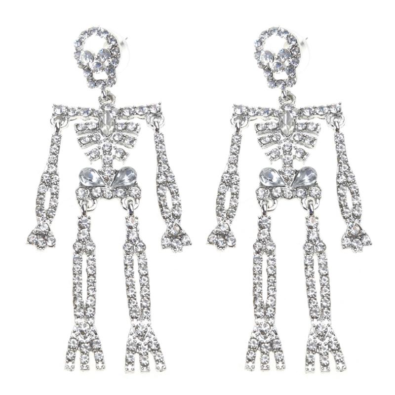 

Shining Skull Earrings Colorful Halloween Rhinestones Crystal Skeleton Earrings for Women Girls Gothic Jewelry Party 1