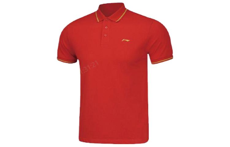 Мужские поло Li Ning Красный воротник-поло Умеренный прямой крой APLN251-1 L
