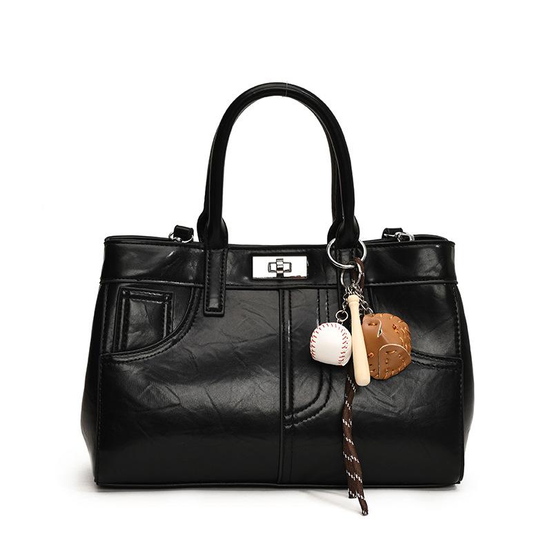 

Large Capacity Tote Bag Women s Hand Shoulder Messenger Bag Commuter Bag no pendant чёрный