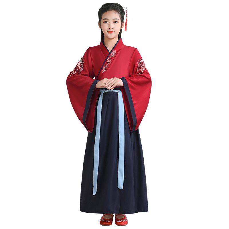 Hanfu Children's Traditional Costume: Boys' National Studies and Girls' Ancient Ruqun Tang Suit for School Performances.