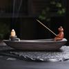 1Piece Handmade Purple Clay Incense Burner with Creative Frog Design for Home Decor and Tea Room Ornament (Without Incense)