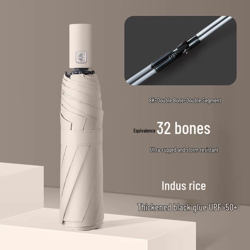 YICAI 32-Rib Compact Automatic Sun & Rain Umbrella (2-Pack)