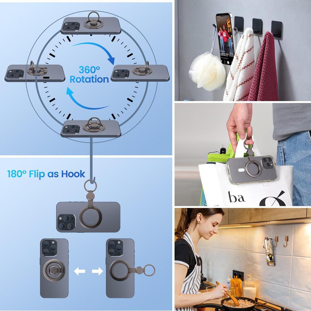 360° Rotating Magnetic Phone Holder – Multifunctional Metal Desktop Stand