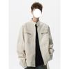 Men's Retro Canvas Patchwork Jacket - American Style Stand-Up Collar Casual Outerwear