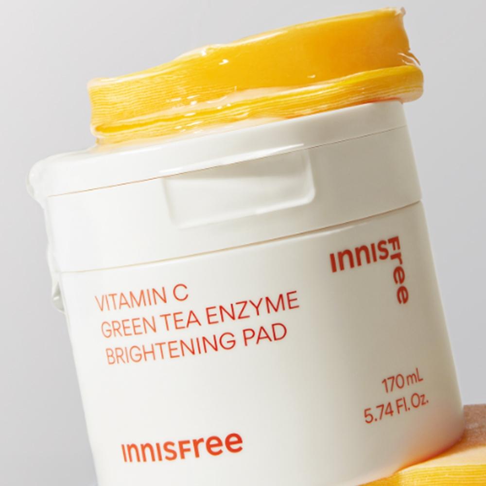 Innisfree Vitamin C Green Tea Enzyme Brightening Pad 170ml (1 Pack / 60 Pads)