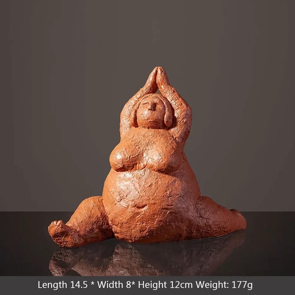 Resin Abstract Fat Lady Yoga Statue Home Decor Decoration Room Figurines Interior Desk Accessories Sculptures Nordic Living