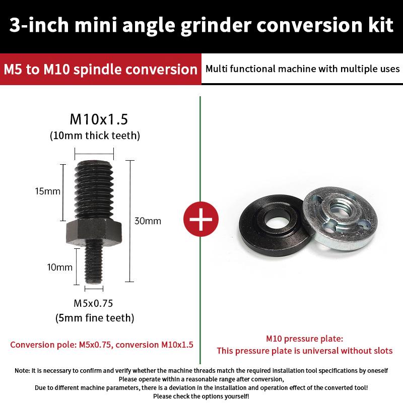 Asta di Conversione Multifunzionale da 3 Pollici per Trapano Elettrico Manuale M5 a M10/M14 a M10 Conversione per Smerigliatrice Angolare
