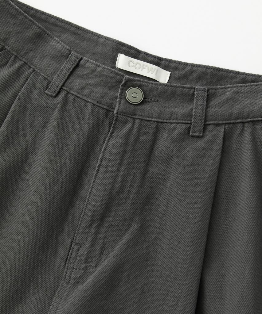 COFWI Wide One-Pleat Cotton Pocket Pants Charcoal