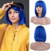 Synthetic Dark Blue Bob Cosplay Wig + Dragonfly Hairpin for Party Halloween Costume Women's Wig