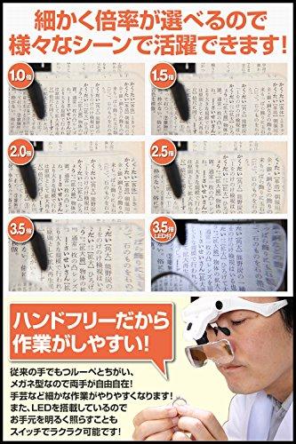 PhoenixLoupe Lightweight Eyeglass Magnifying Glass [1x, 1.5x, 2x, 2.5x, and 3.5x Magnification] with 5 Lenses, LED Light, Lens Maintenance Cloth, and
