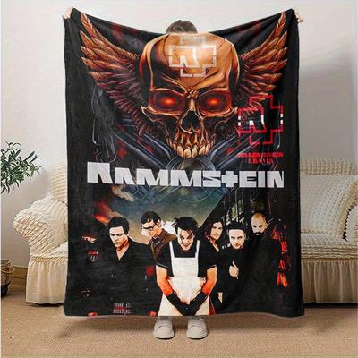 1pc Rammstein-Inspired Home Decor: Cozy Flannel Blanket, Perfect Gift for Bedroom, Living Room, Travel, Camping, Car, Beach, Office Naps, Ideal Sofa T