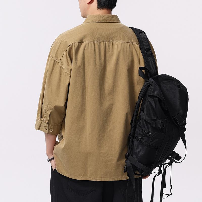 Frühlings-Neues Hemd für Herren mit 7/8-Ärmeln, Modetrend, Lässiges Baumwollhemd