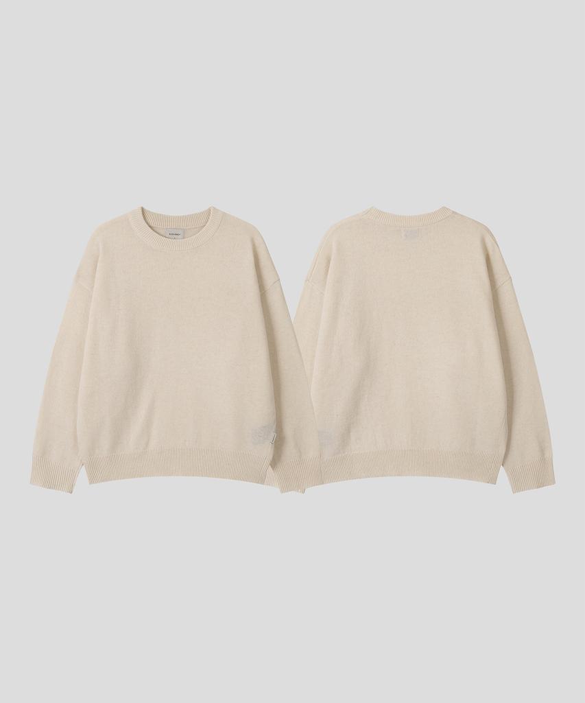 BLACK MOMENT Nature Lambswool Crew Knit [Ivory]