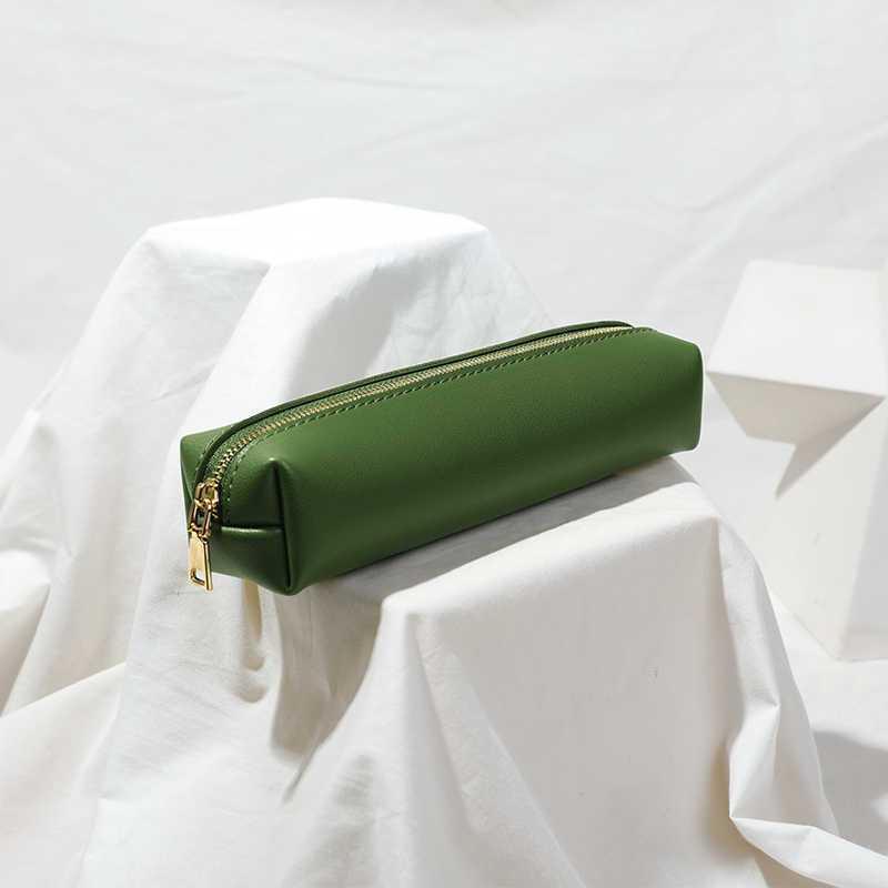 Pu Leather Pen Bag Water Dirt-Proof Storage Bag Large Capacity Pencil Case Simple Stationery Box