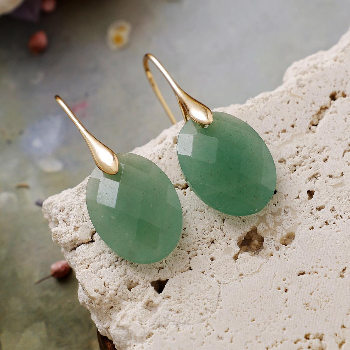 

Classic Versatile Commuter Style Natural Stone Crystal Pendant Earrings Popular Accessories