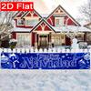 Spanish White Merry Christmas Christmas Yard Banner, Polyester Outdoor Fence Decor Garden Sign