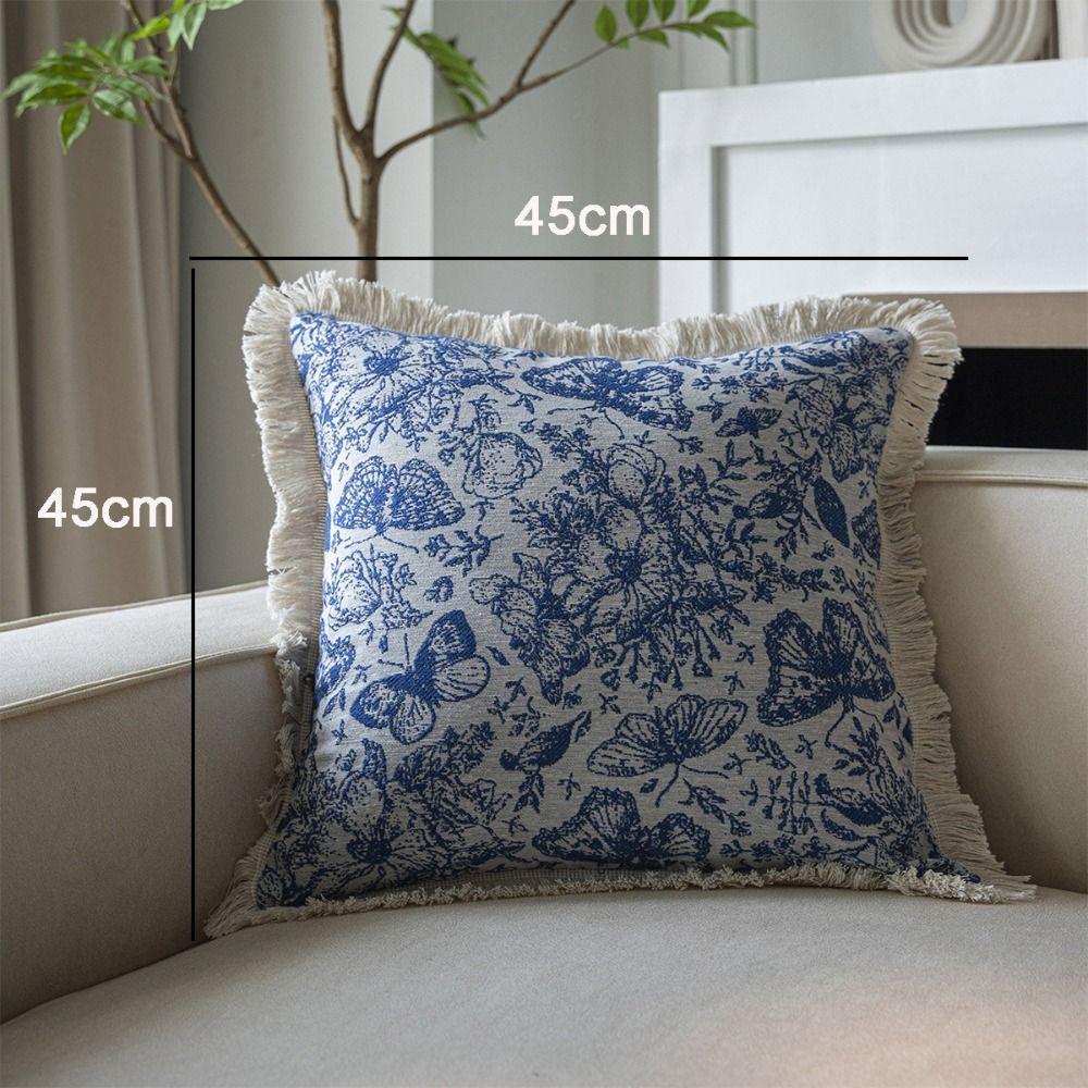 Oil Painting Jacquard Throw Pillowcase Tassel Cushion Cover Comfortable Throw Pillowcover  Sofa/Bed