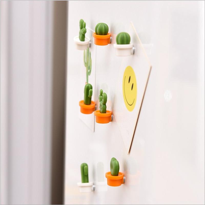 6PC/set of cute succulent plant refrigerator magnet button cactus refrigerator message sticker magnet sticker