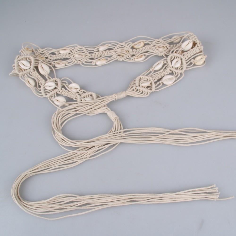 Small Shell Waist Chain Hollow Tassel Cotton Waistband New Dress Accessories Women