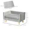 Scandinavian Style Dog and Cat Sofa with Upholstered Velvet and Wood Cushion, 64x45x36cm, Grey