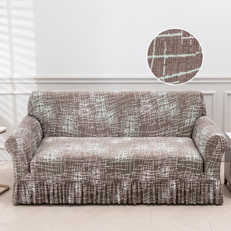 Printed Sofa Cover Stretch Couch Covers Patterned Slipcovers With Skirt Washable Spandex Furniture Protector For Living Room
