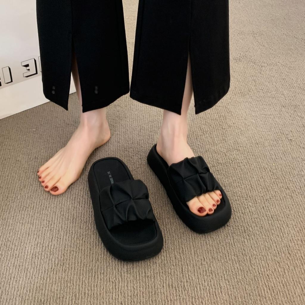 Cool Slippers Women's Summer Wear 2025 New Thick-soled Casual Beach Sandals Fashionable Women's Non-slip One-word Drag for Pregnant Women