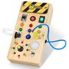 Montessori Wooden Toddler/Baby Busy Board with 8 LED Light Switches, Sensory Toy, Travel Toy for Babies and Toddlers Ages 1+
