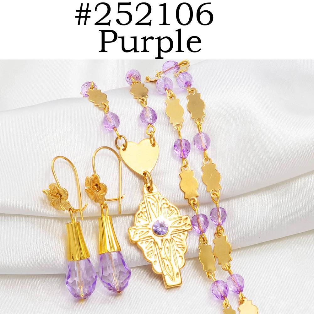 Hawaiian Cross Jewelry Sets Flower Pendant Necklaces Earrings Crystal Beads Ball Chains Guam Micronesia Chuuk #252106