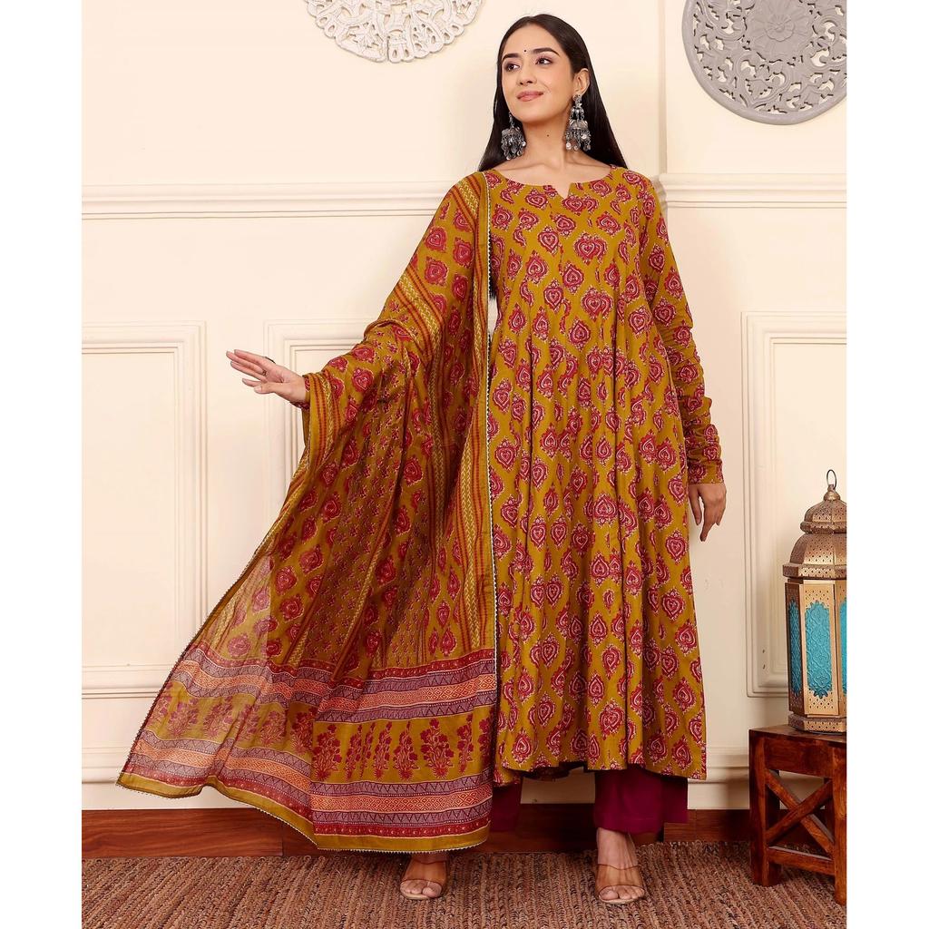Designer Bollywood Anarkali Kurti Pant Dupatta Set Pakistani Ethnic Kurta Set