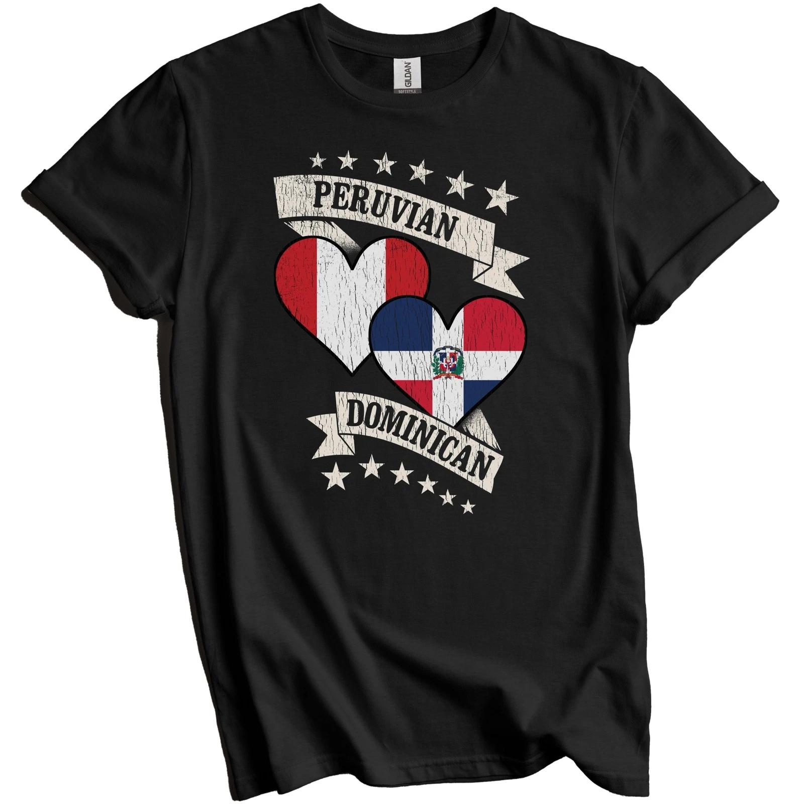 Peruvian Dominican Heart Flags Peru Dominican Republic T-Shirt 4XL