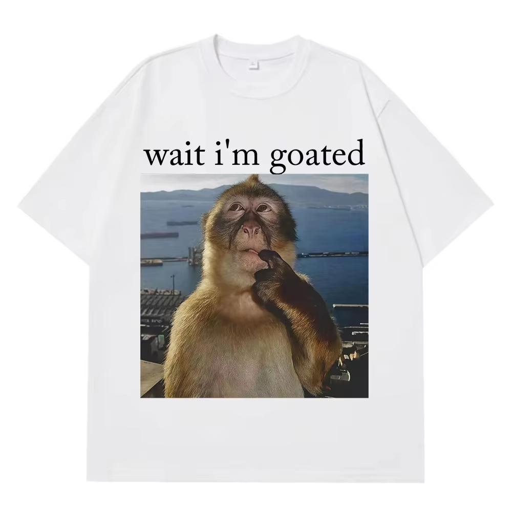 Unisexs Funny Thinking Monkey Meme Tshirt Casual Graphics Women Cotton Tee Loose Short Sleeve Tops Streetwear Unisex Allseason
