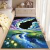 "Colorful River Landscape Carpet with Night Sky and Deer Pattern" Suitable for Use As an Anti-slip for Living Room Bedroom Sofas